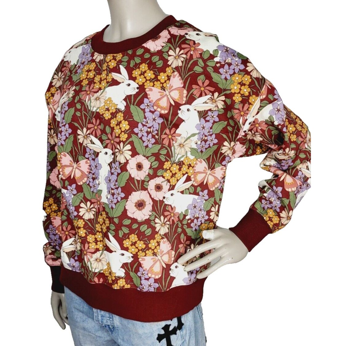 Princess Highway Garden Rabbit Crewneck Chocolate Pullover Sweater Size 8 — image 4 of 8